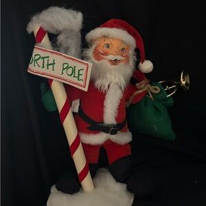 Annalee 14 inch Santa with Toy Bag and Candy Cane Sign